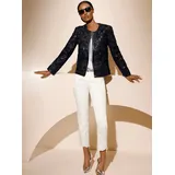 MAINPOL Lederblazer MAINPOL "Lammnappaleder-Mesh-Blazer", Damen, Gr. 52, schwarz, 100% Lammnappaleder, Netz:100% Polyester, Blazer