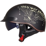 Halbschalenhelm mit ECE, Retro Motorrad Jethelm Chopper Helm mit Sonnenblende Für Erwachsene Männer Und Frauen Cruiser Moped Scooter ATV M~XXL