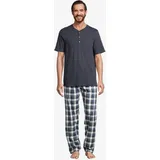 SCHIESSER Pyjama Night & Home Grau kariert / Blau 56