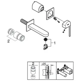 Grohe Plus 2-Loch-Waschtischbatterie Hard Graphite