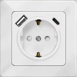 Logilink PA0253 - Unterputz-Steckdose mit Schutzkontaktbuchse, USB-A, Weiß