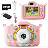 Kinderkamera, 2.0” Kinder Kamera, 1080P HD Bildschirm Kinder Kamera mit 32GB Karte, Selfie Digitalkamera Kinder Fotoapparat Kinder für 3-12 Jahre Jungen und Mädchen Weihnachten Spielzeug