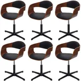 6er-set Esszimmerstuhl Hhg 496, Stuhl, Höhenverstellbar Drehmechanismus Bugholz Mvg Walnuss-optik Kunstleder Schwarz