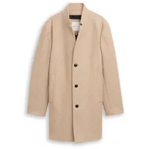 Tom Tailor Regular Fit Wollmantel mit Allover-Muster, Beige, L