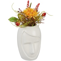 Relaxdays Blumenvase Gesicht, Tischdeko aus Keramik, Dekovase, für Pampasgras und Trockenblumen, HxBxT: 14,5 x 10,5 cm,