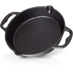BBQ-Nerd© Gusseisenpfanne zum Grillen, Rösten, Anbraten - Grillpfanne Ø 20 cm 1650g mit Ausgießer und Henkel - Antihaft-Pfanne Feuerpfanne