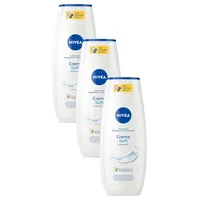 NIVEA Creme Soft Pflegedusche (500 ml), zart duftendes Duschgel mit samtweichem Schaum, seidige Cremedusche mit wertvollem Mandel-Öl (Packung mit 3)