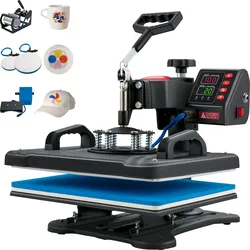 VEVOR Transferpresse 5 in 1 Wärmepresse Maschine 29 x 38 cm Klappschalen-Sublimations-Transferdrucker schnelles Aufheizen digitale Präzision