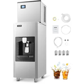 Vevor gewerblicher Eisbereiter 136 kg/Tag Eismaschine, 80 kg großer Eisvorratsbehälter mit automatischer Eisausgabe (9 kg/Min.), selbstreinigende Eismaschine mit Touchscreen für Bar Restaurant