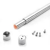 Sinzau Schrankrohr ausziehbar, Edelstahl Kleiderstange, Stabile Nischenstange, Rohr mit Enddosen (32-52 cm)