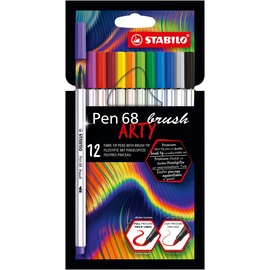Stabilo Pen 68 brush ARTY 12er Pack - mit 12 verschiedenen Farben