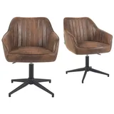 dubi möbel Polsterstuhl Mika-Caro Wildlederoptik Braun 2er Set