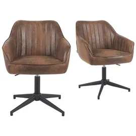 dubi möbel Polsterstuhl Mika-Caro Wildlederoptik Braun 2er Set