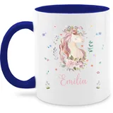 Tasse Tassen 325ml - Einhorn Geschenke mit Name - 325 ml - Dunkelblau - einhorntassen einhörnern personalisierte personlisierte wunschname unicorns tasse+personalisiert motiv unicorn und sachen