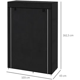 Homcom Kleiderschrank,, Schwarz, Metall, 43x162.5x103 cm, Schlafzimmer, Kleiderschränke