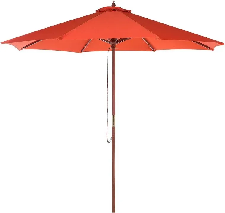 Beliani Sonnenschirm - Terrassenschirm - aus Holz - ⌀ 270 cm - Rot - TOSCANA