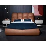 JVmoebel Schlafzimmer-Set Schlafzimmer Set 4tlg: Doppelbett, Nachttische, Eckkleiderschrank, ..., (4-tlg., Bett, Eckkleiderschrank, 2xNachttische), Made in Europe braun