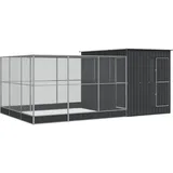Gecheer Vogelkäfig großer Vogelvoliere Voliere mit Erweiterung Vogelhaus Papageienkäfig Trennwand Trenngitter Zuchtkäfig Rattenkäfig Nagerkäfig Silbern 497x303x216 cm Stahl