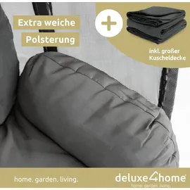 deluxe4home Hängesessel mit Gestell Grau