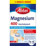 Abtei Magnesium 400 – Zur Unterstützung der gesunden Muskelfunktion – Mit 400 mg Magnesium – Glutenfrei, Laktosefrei, Vegan – Vorratspackung – 90 Tabletten für 3 Monate