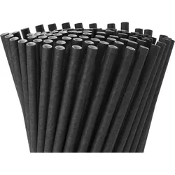 WISEFOOD 100 Strohhalme - Papier Strohhalme Ø 8x245mm schwarz - Trinkhalm Pappe