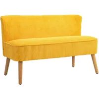 Homcom Sofa Polstersofa Zweisitzer Sofa Cordartiges Polyester Gelb