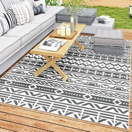 Outsunny Outdoor-Teppich 274 x 182 cm Dunkelgrau/Weiß