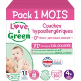Love & Green Windeln, hypoallergen, 42 Windeln, Größe 4+ (9-20 kg)