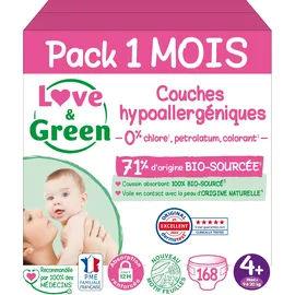 Love & Green Windeln, hypoallergen, 42 Windeln, Größe 4+ (9-20 kg)