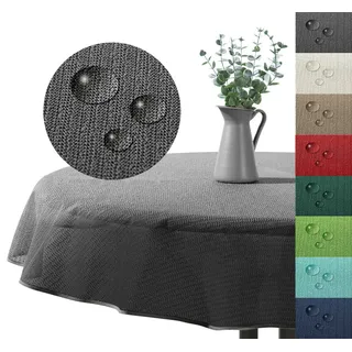 heimtexland Gartentischdecke Outdoor Tischdecke Garten Balkon Camping Tischdeko (Stück 1-tlg), wetterfest I robust I UV-beständig I rutschfest I waschbar grau rund | 140 cm x 140 cm