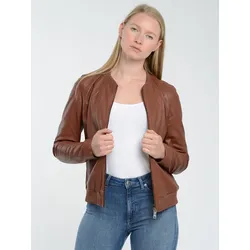 Blouson MAZE "42021143", Damen, Gr. M, braun (roast), Obermaterial: 100% Lammleder / Innenfutter: 100% Baumwolle / Ärmelfutter: 100% Polyester / Strick: 100% Baumwolle, Jacken