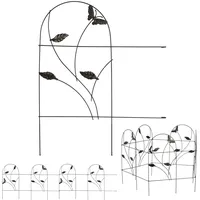 Relaxdays Beetzaun, 5-teilige Beetumrandung für Garten, Dekozaun Metall, Schmetterling