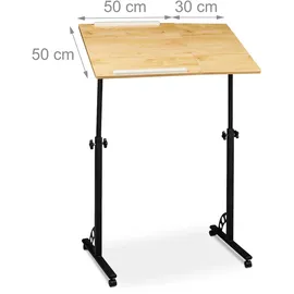 Relaxdays Laptoptisch groß höhenverstellbar Eiche Nachbildung/hellbraun/schwarz