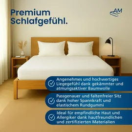 AM Qualitätsmatratzen Spannbettlaken Baumwolle-Jersey 180 x 200 cm Weiß