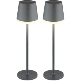 GLOBO 2x LED Tischlampe anthrazit Gartenleuchte Terrassenlampe, Metall Kunststoff satiniert, spritzwassergeschützt Akku,