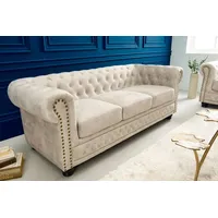 riess-ambiente Sofa CHESTERFIELD 200cm champagner / dunkelbraun, 1 Teile, Wohnzimmer · Samt · 3-Sitzer · mit Armlehne · Federkern beige