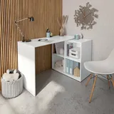Dmora Schreibtisch Revere, platzsparender Schreibtisch mit mehreren Positionen, 152 x 49 x 74 cm, Weiß