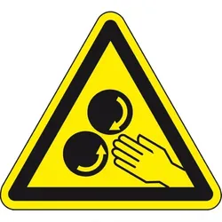 Dreifke® Warnschild Warnung vor rotierenden Walzen, praxisbewährt, PVC-Folie spezial, SL80mm