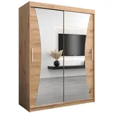 abiks möbel Schwebetürenschrank MONACO 150 x 200 x 62 cm Eiche Artisan