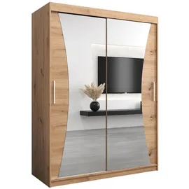 abiks möbel Schwebetürenschrank MONACO 150 x 200 x 62 cm Eiche Artisan