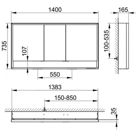 Keuco Royal Lumos 90 cm silber eloxiert offenes Fach
