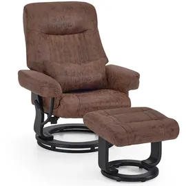 M MCombo Relaxsessel 9035 mit Hocker 82 x 96 x 143 cm Braun