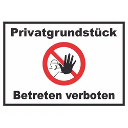 Privatgrundstück Betreten verboten Schild mit Symbol kein Zutritt A0 (841x1189mm)