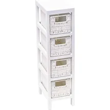 EVIDECO Möbel mdf weiss 4 körbe papiergeflecht - weiss