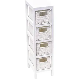 EVIDECO Möbel mdf weiss 4 körbe papiergeflecht - weiss