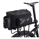 ROCKBROS Fahrrad Gepäckträgertasche Fahrradtasche Hinter Transporttasche Gepäcktasche Wasserdicht Schwarz Faltbare Seitentaschen 9-12L mit Regenschutz