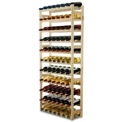 PROREGAL Weinregal PINOTWINE | HxBxT 166x72x25cm | 77 Flaschen | Massives Kiefernholz | Natur unbehandelt | Flaschenregal Weinständer Holzregal