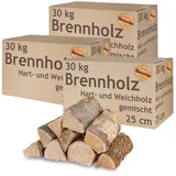 Brennholz Gemischt Kaminholz 5-500 kg Buche Eiche Birke Kiefer Fichte Holz Für Ofen und Kamin Kaminofen Feuerschale Grill Feuerholz 25 cm Wood Kammergetrocknet Flameup, Menge:90 kg