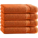 TRENDBUY24 Handtuch Set Handtücher Duschtücher Gästetücher Baumwolle Frottee Premium 4er Set, 100% Baumwolle (4-St), Duschtuch orange 30 cm x 50 cm