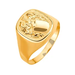 Fingerring Gr. 19, gold (gelbgold 375), Fingerringe, Herren, 19, Metall-Gold, Metall, Gold